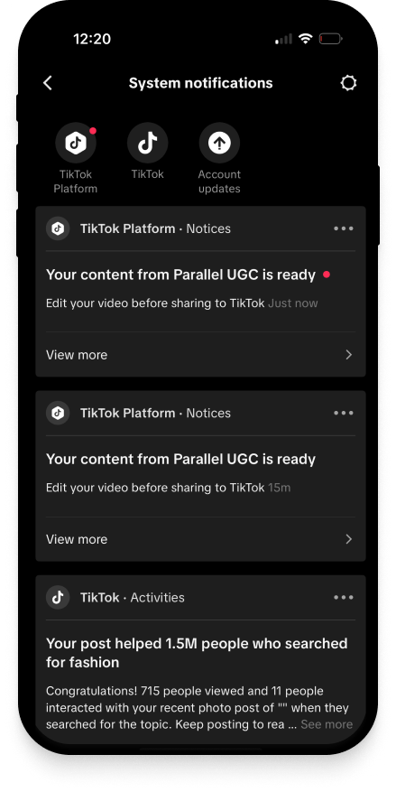 TikTok result on phone